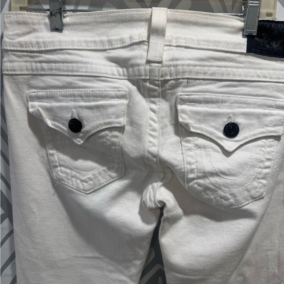 True Religion White Straight Leg Jeans With Sequence Eagle - Picture 11 of 11